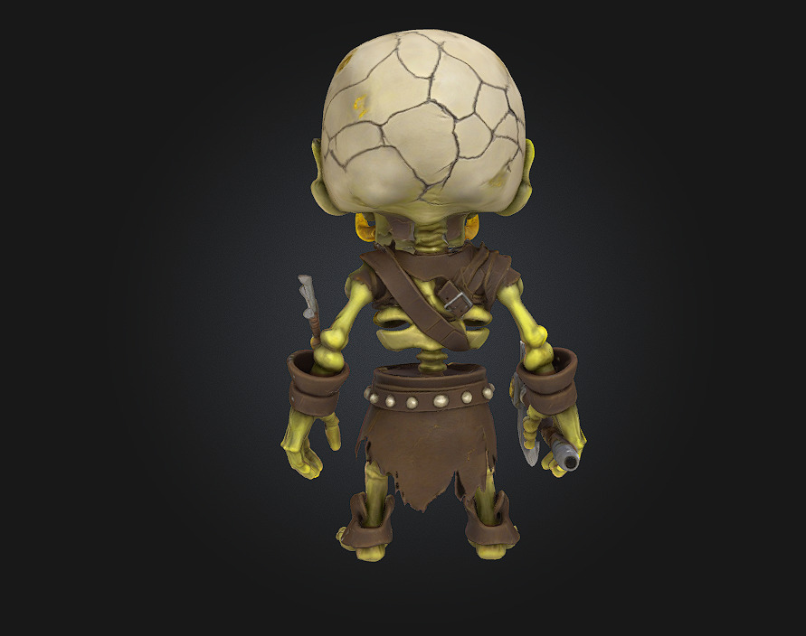 Chibi Orc Skeleton Warrior 3D print model_1