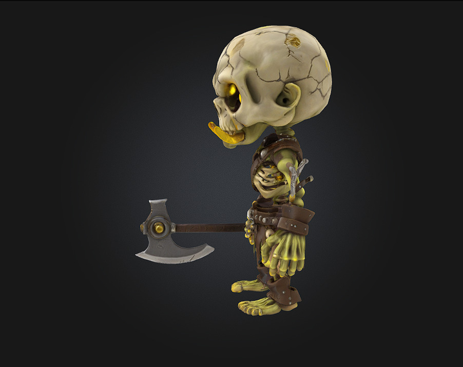 Chibi Orc Skeleton Warrior 3D print model_2