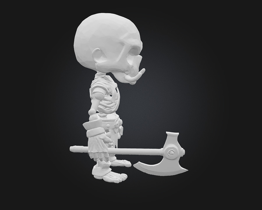 Chibi Orc Skeleton Warrior 3D print model_7