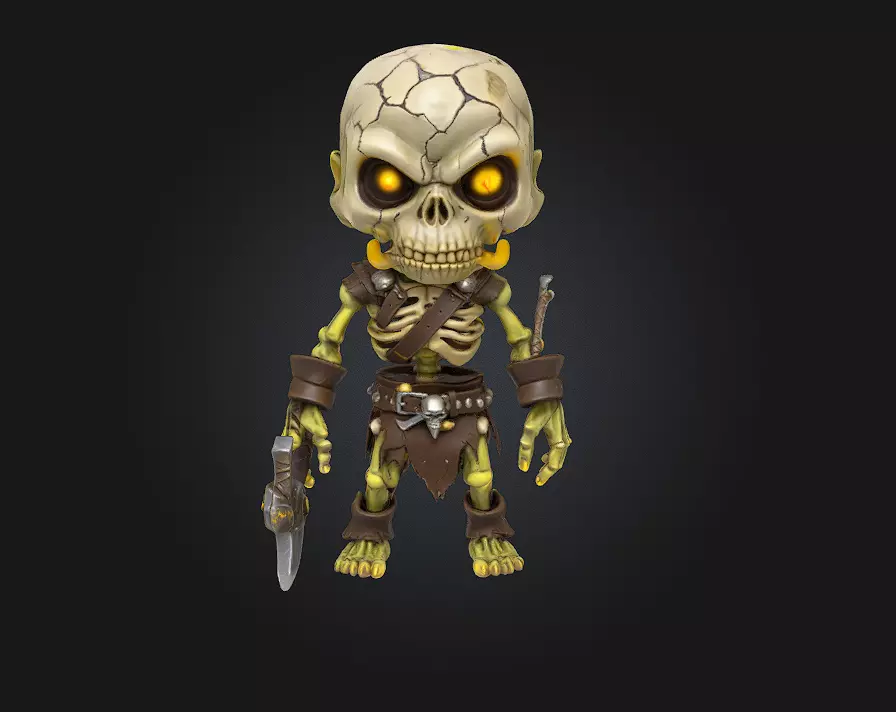 Chibi Orc Skeleton Warrior 3D print model_0