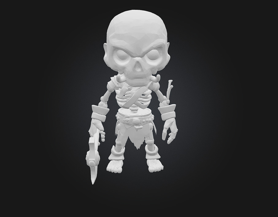 Chibi Orc Skeleton Warrior 3D print model_4