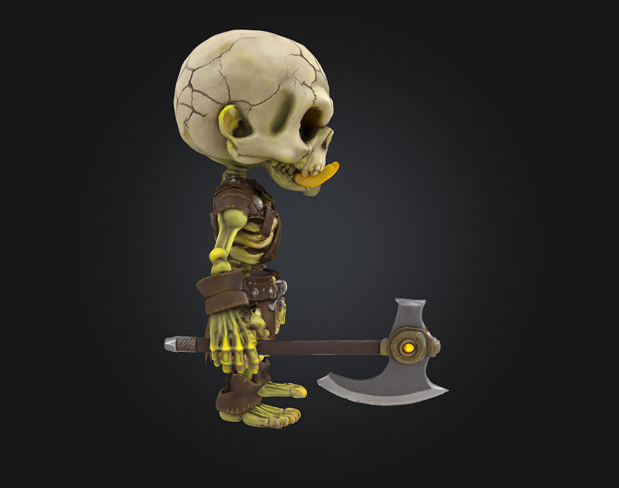 Chibi Orc Skeleton Warrior 3D print model_3