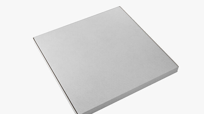 14 inch White Paper Pizza Box 3D model 3