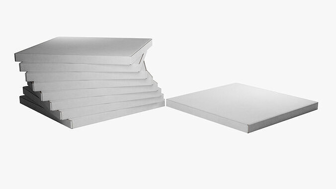 14 inch White Paper Pizza Box 3D model 7