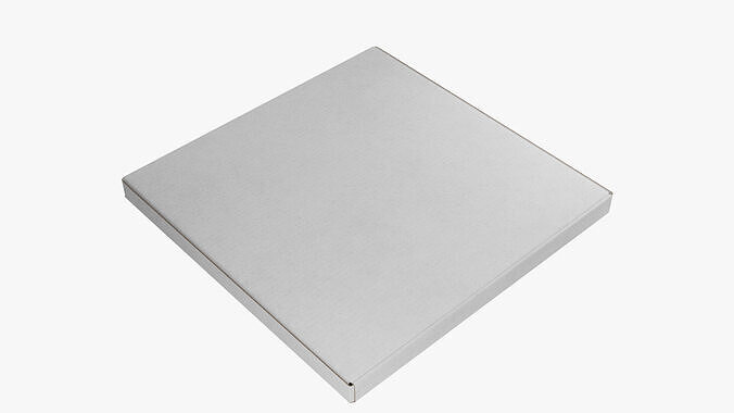 14 inch White Paper Pizza Box 3D model 4