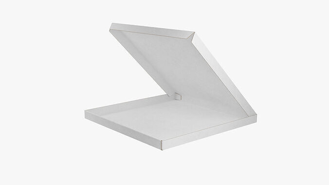 14 inch White Paper Open Pizza Box 3D model 2