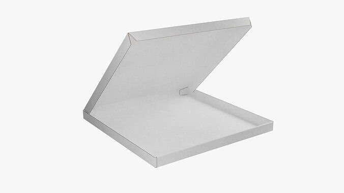 14 inch White Paper Open Pizza Box 3D model 7