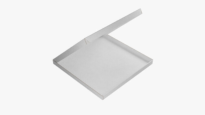 14 inch White Paper Open Pizza Box 3D model 3