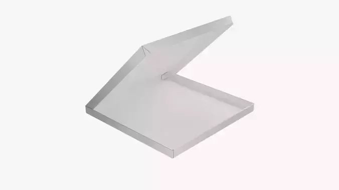 14 inch White Paper Open Pizza Box 3D model