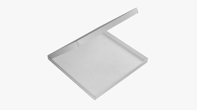 14 inch White Paper Open Pizza Box 3D model 5