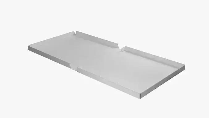 14 inch White Paper Full Open Pizza Box 3D model