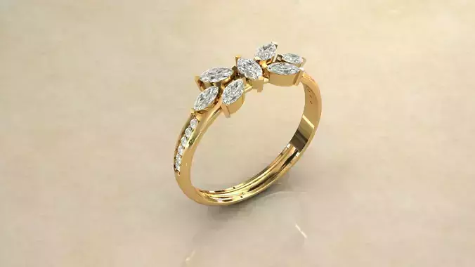  3D Floral Diamond Ring in  Size 60 EU