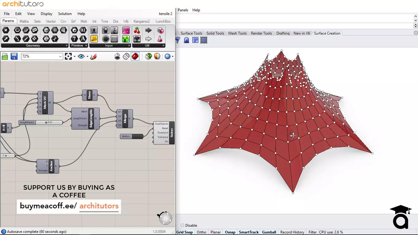 Kangaroo Parametric Tensile Structure Design Grasshopper Rhino 3D model