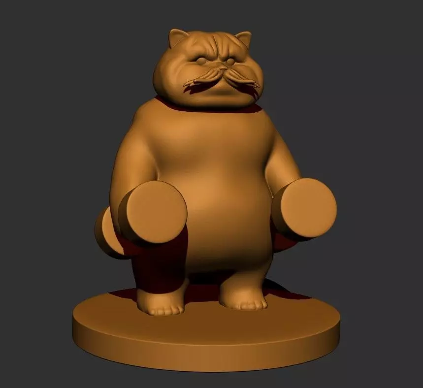 Cute fat cat 3D print model_0
