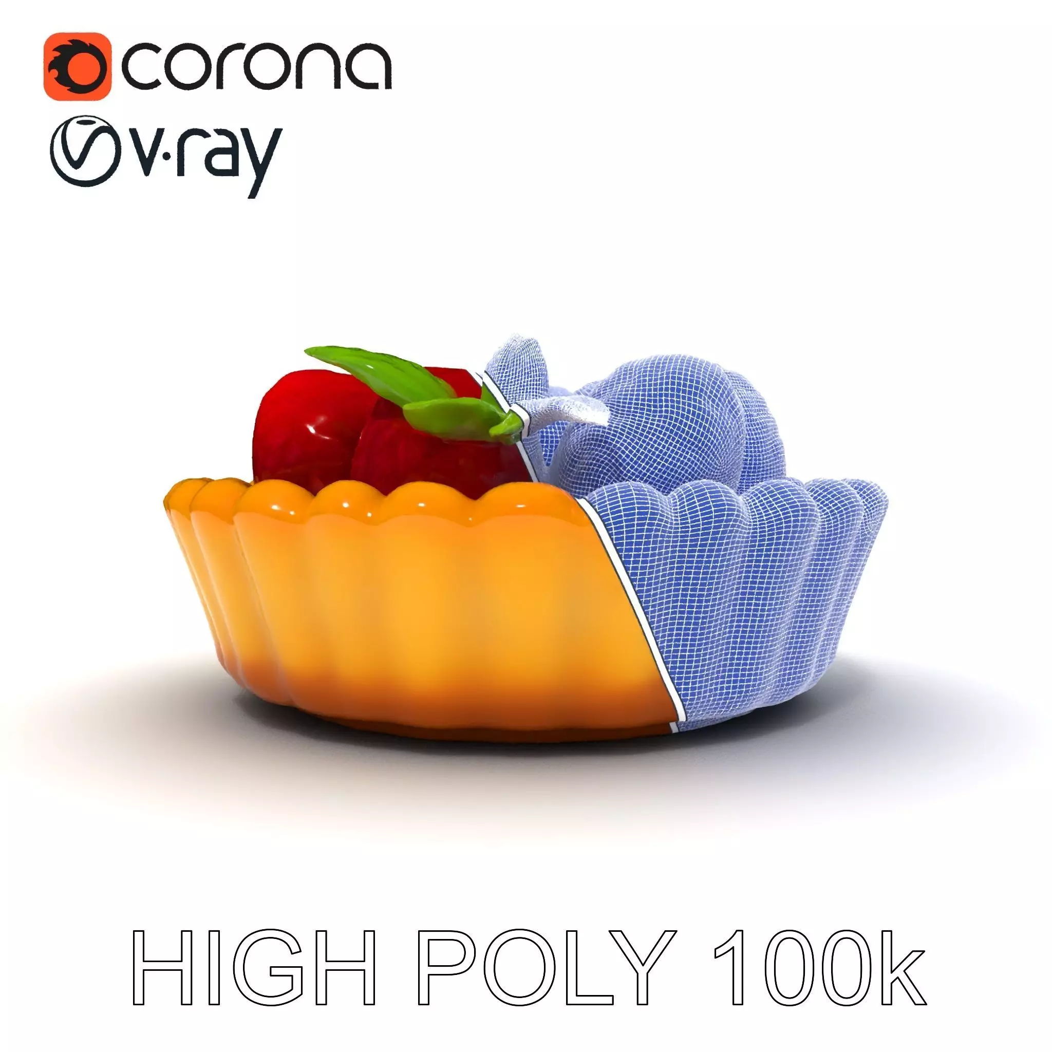 Raspberry Tart Dessert model pack Low-poly 3D model_0