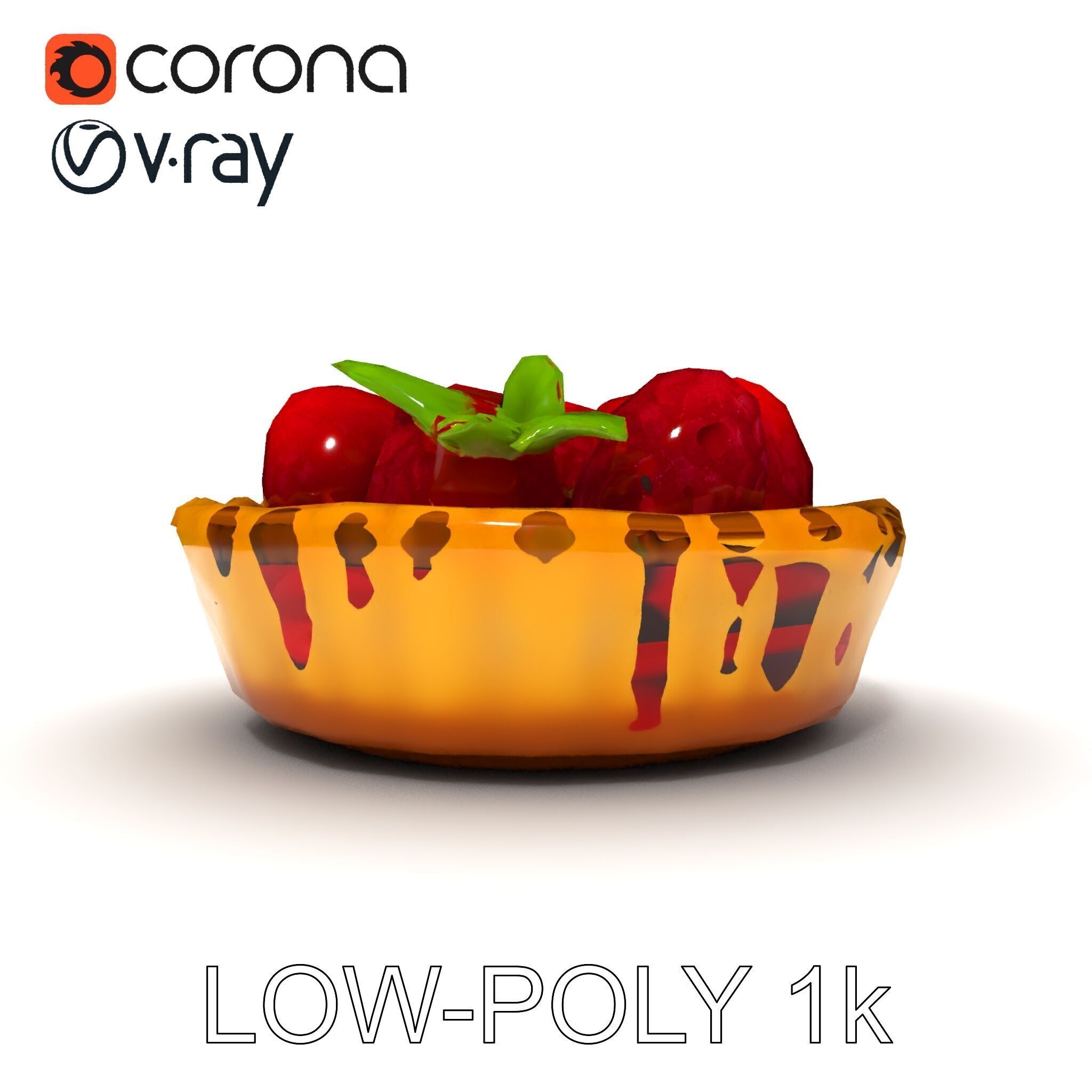 Raspberry Tart Dessert model pack Low-poly 3D model_10