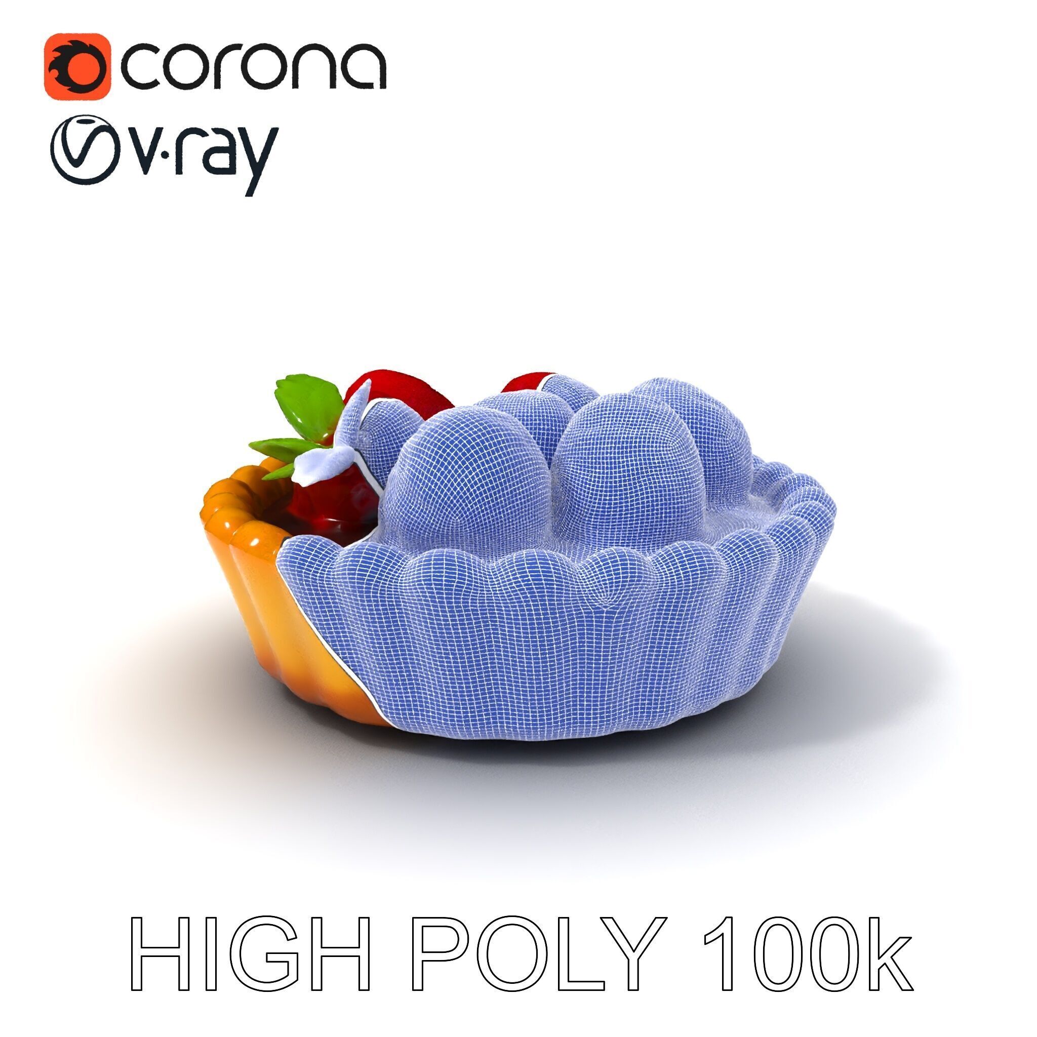Raspberry Tart Dessert model pack Low-poly 3D model_28