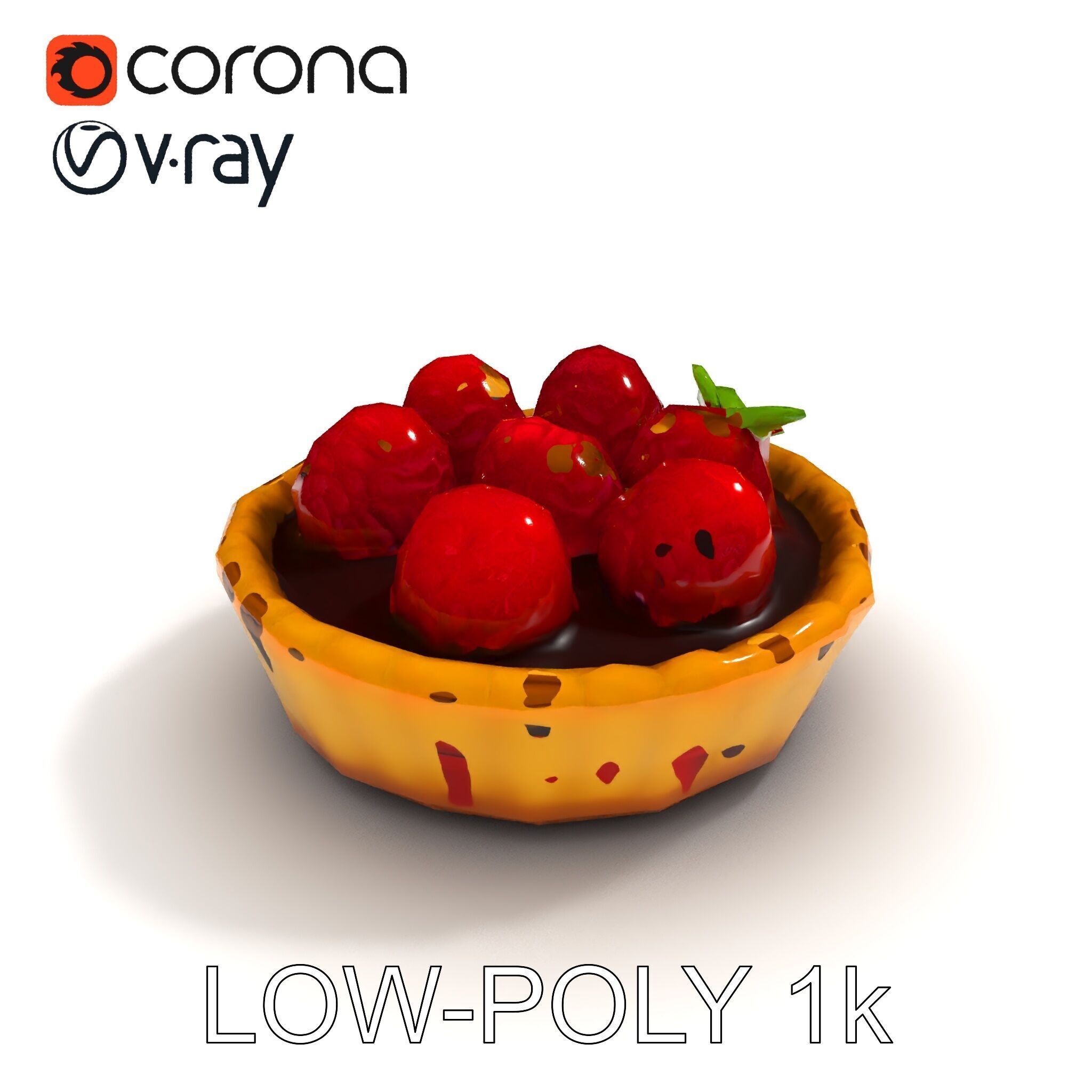 Raspberry Tart Dessert model pack Low-poly 3D model_16