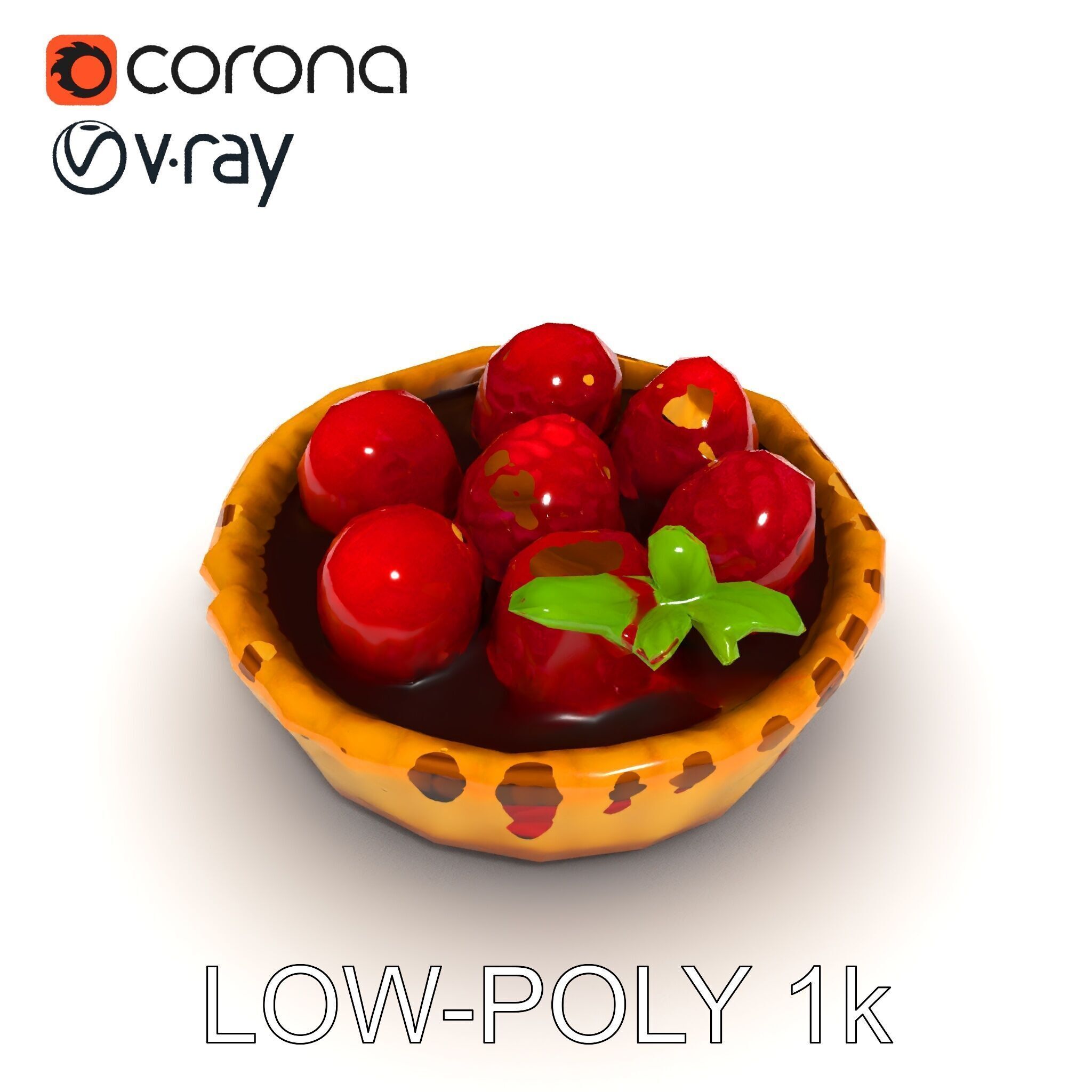 Raspberry Tart Dessert model pack Low-poly 3D model_27