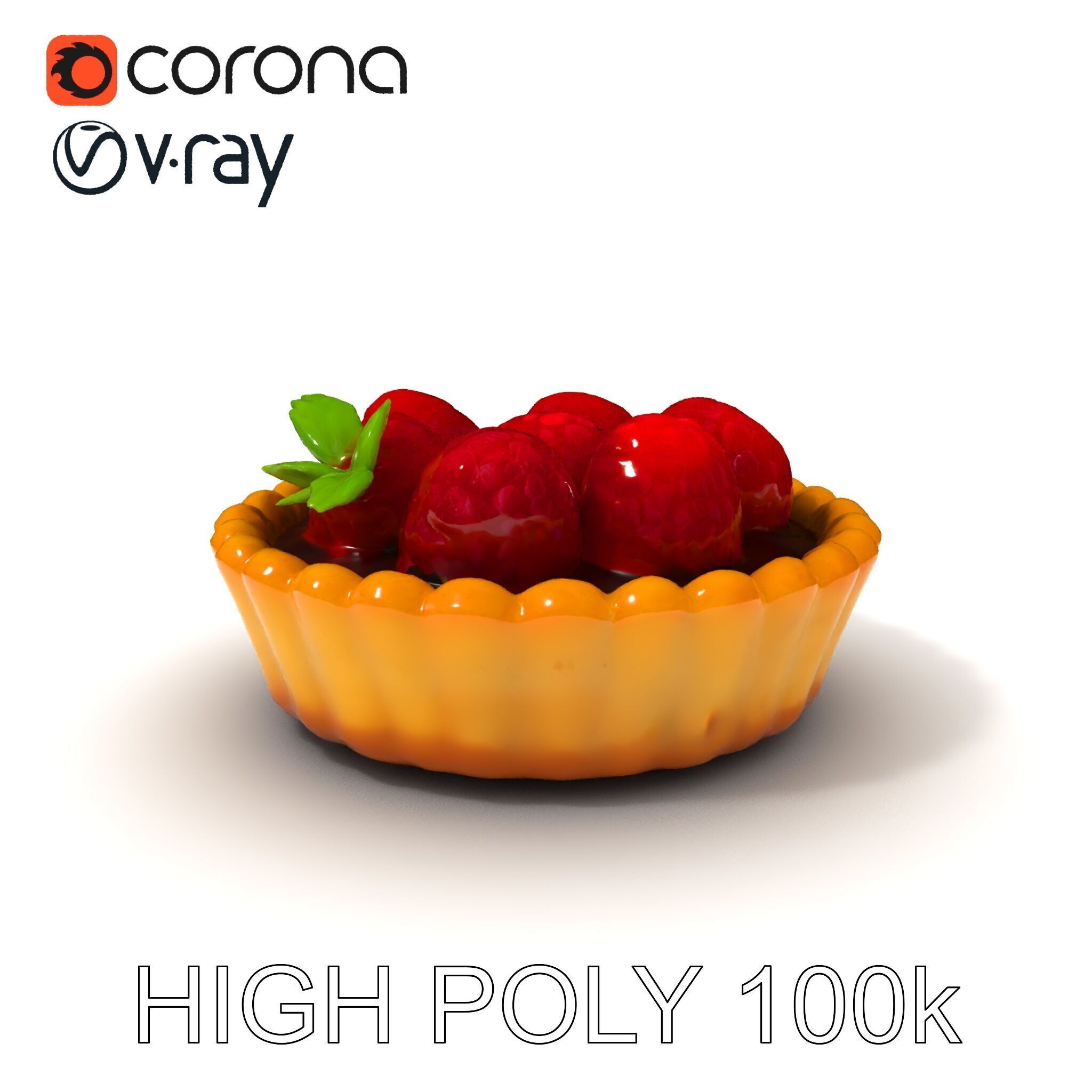 Raspberry Tart Dessert model pack Low-poly 3D model_35