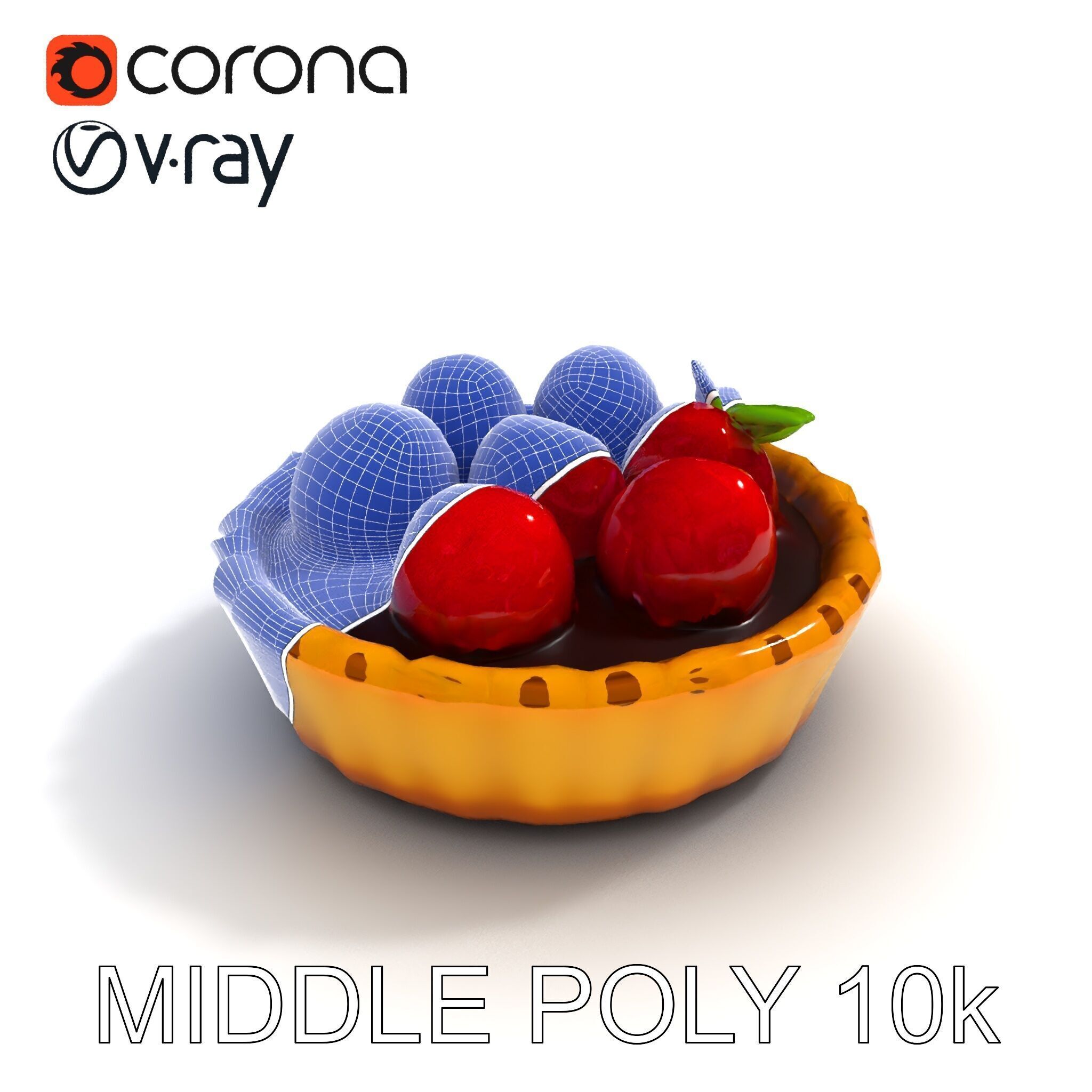 Raspberry Tart Dessert model pack Low-poly 3D model_32