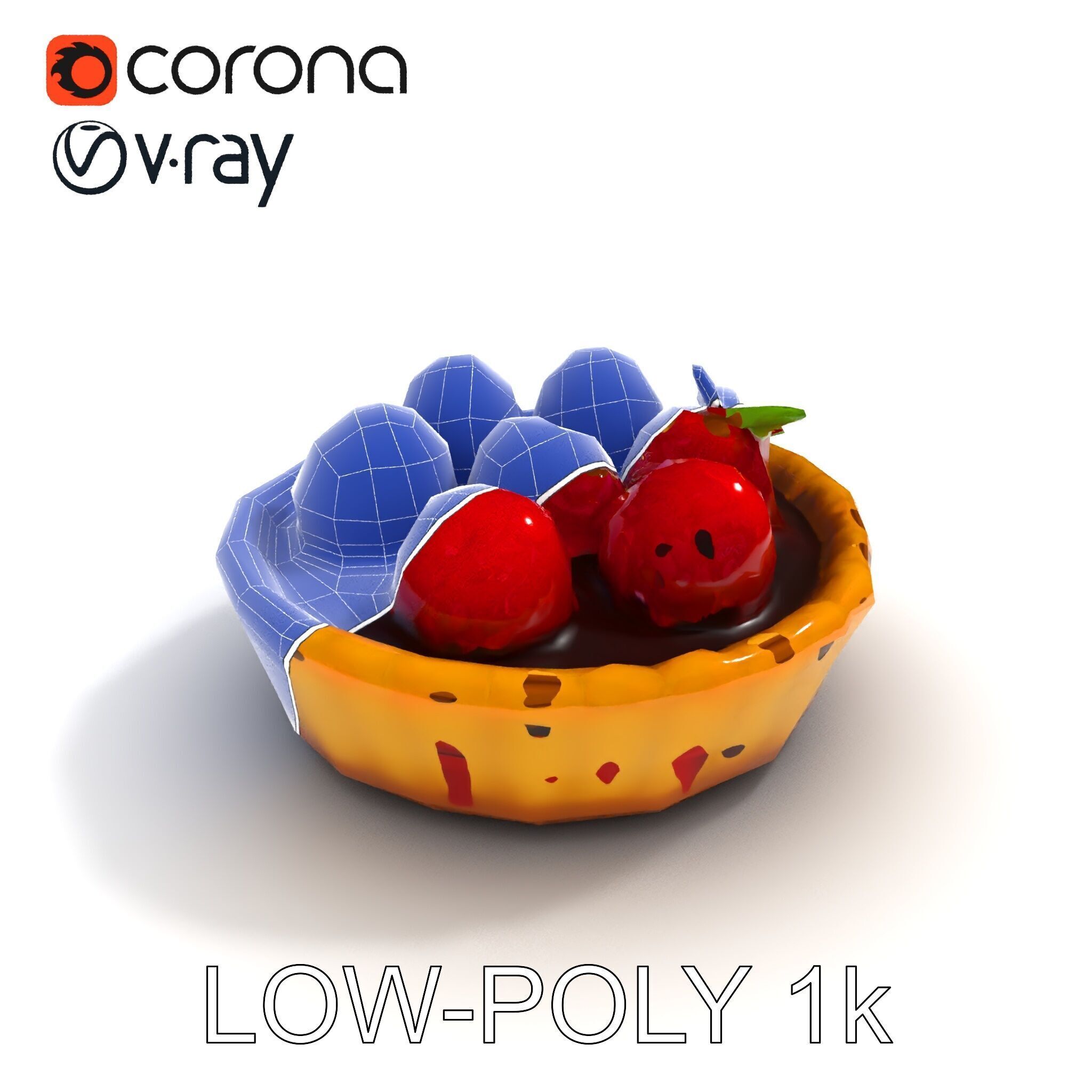 Raspberry Tart Dessert model pack Low-poly 3D model_25