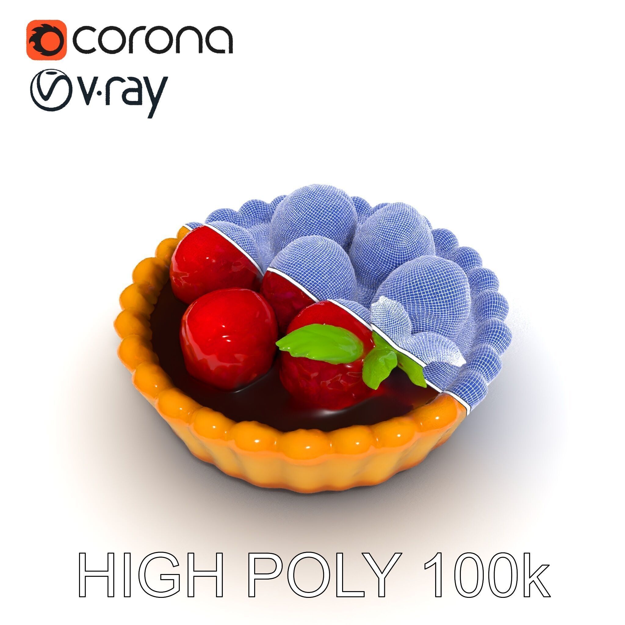 Raspberry Tart Dessert model pack Low-poly 3D model_23