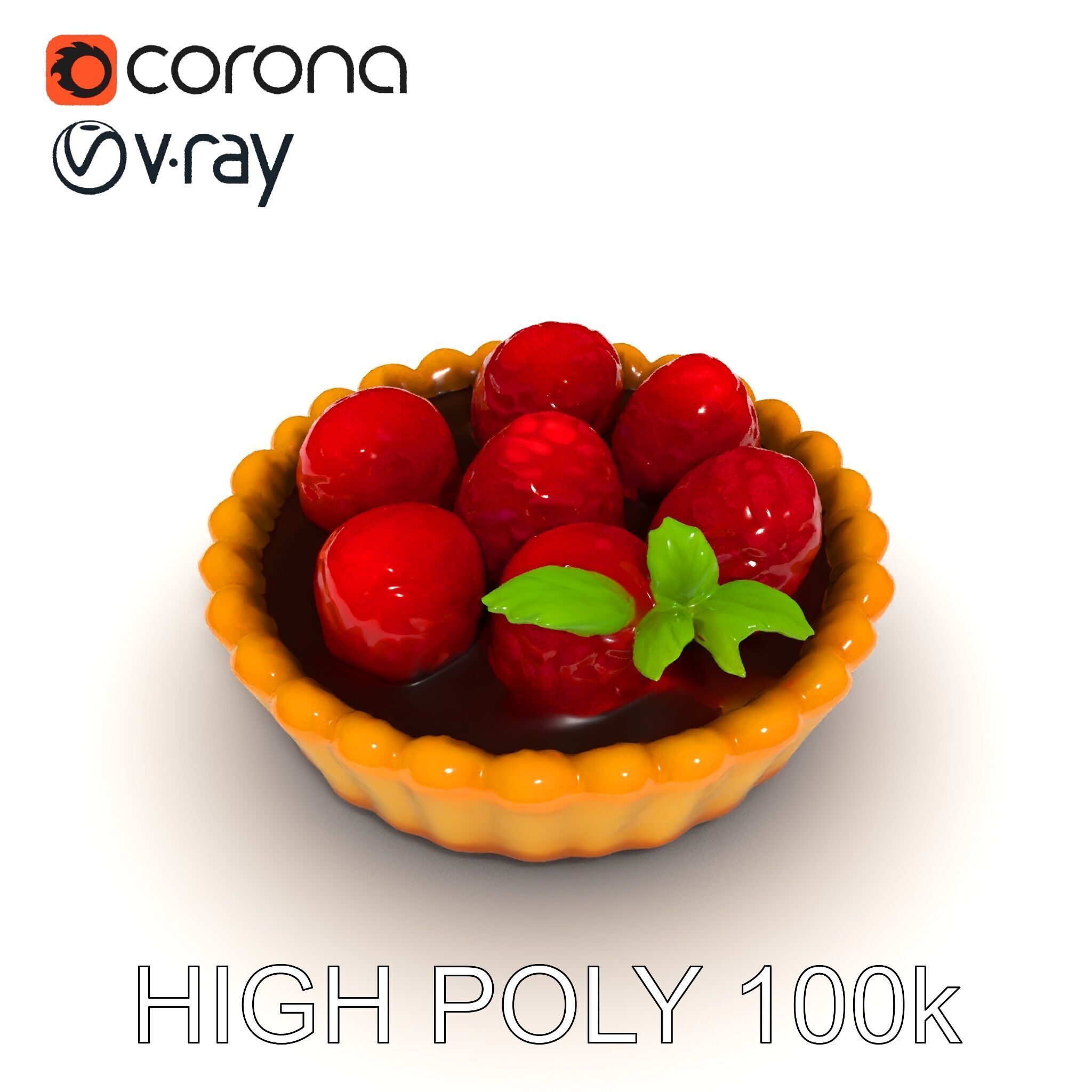 Raspberry Tart Dessert model pack Low-poly 3D model_20