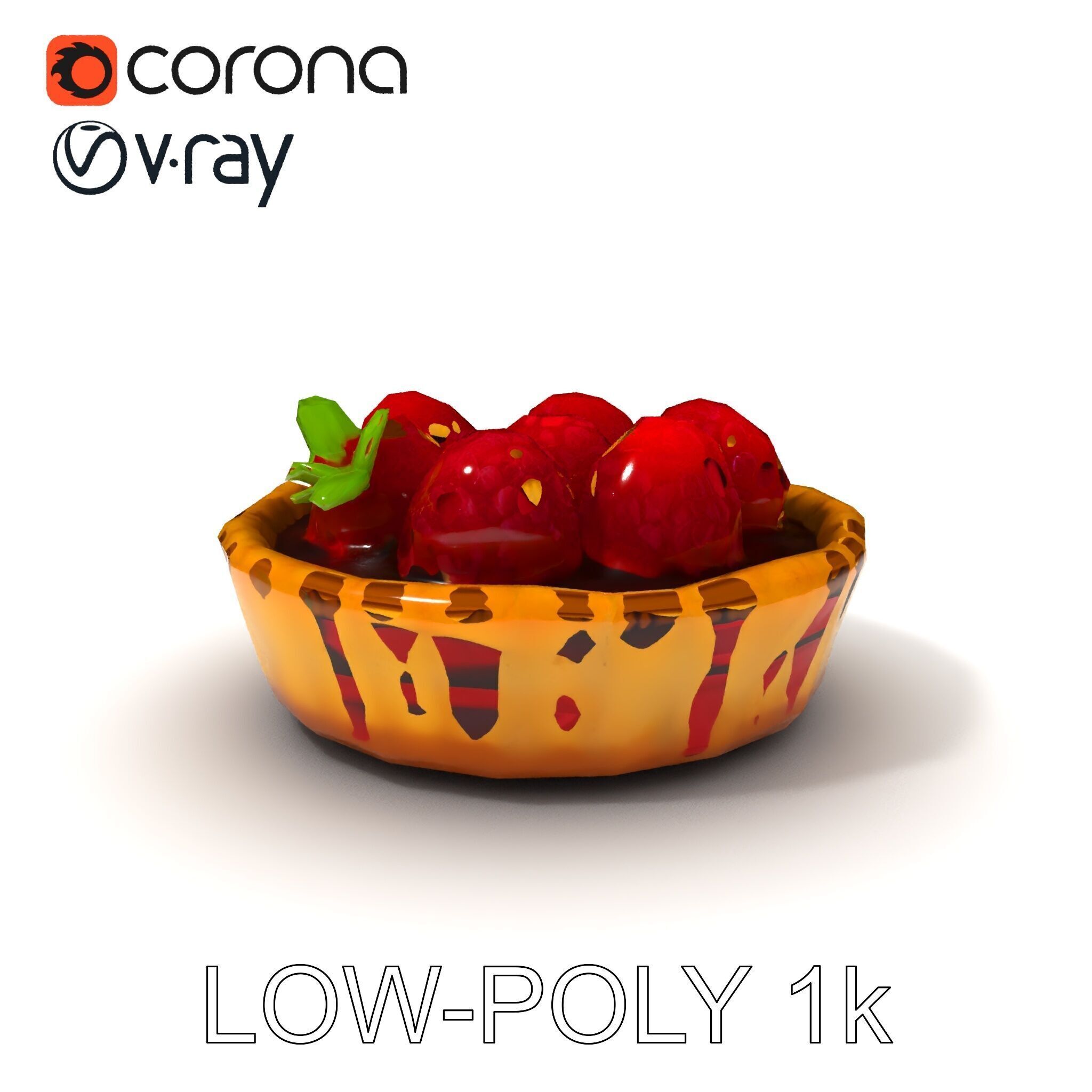 Raspberry Tart Dessert model pack Low-poly 3D model_36