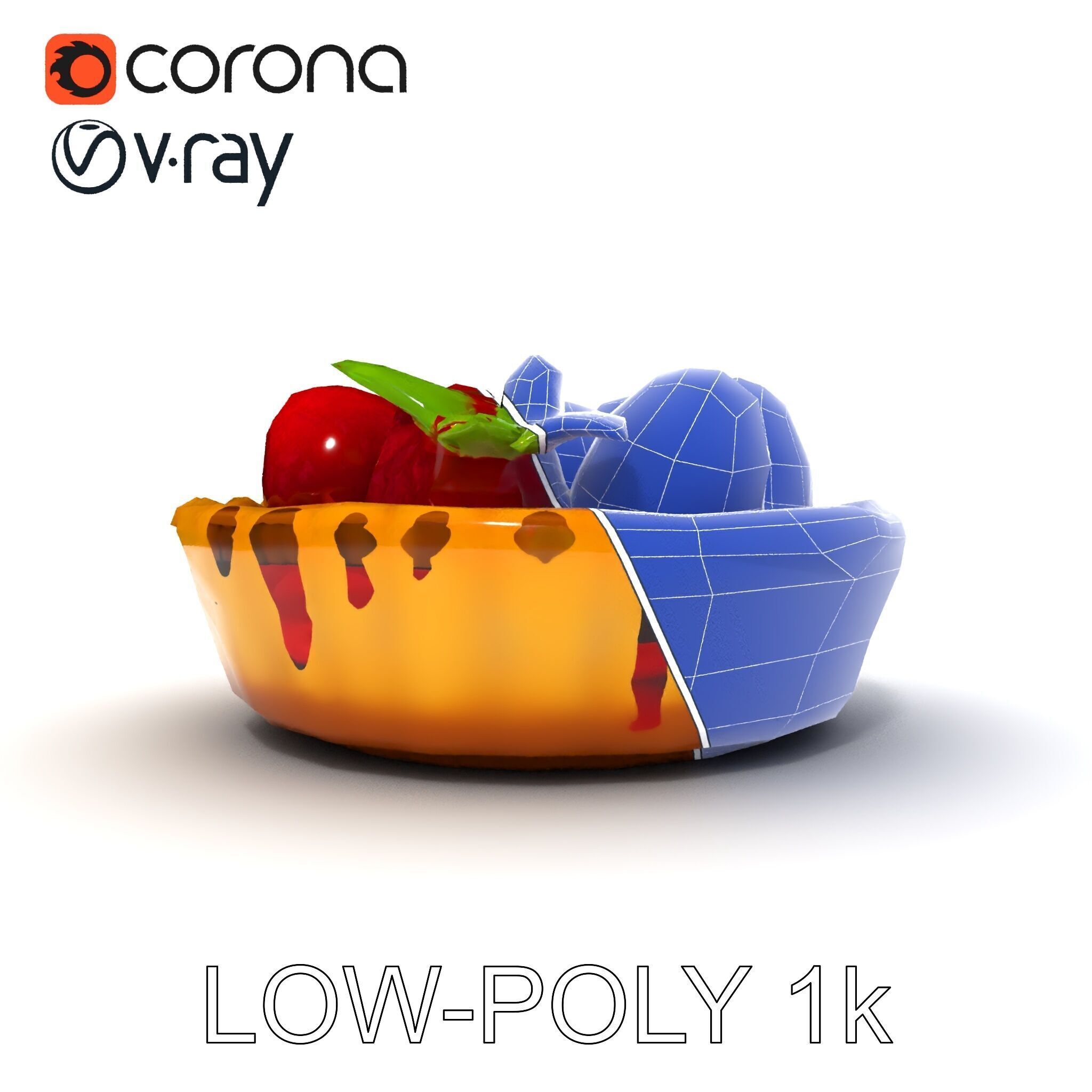 Raspberry Tart Dessert model pack Low-poly 3D model_13