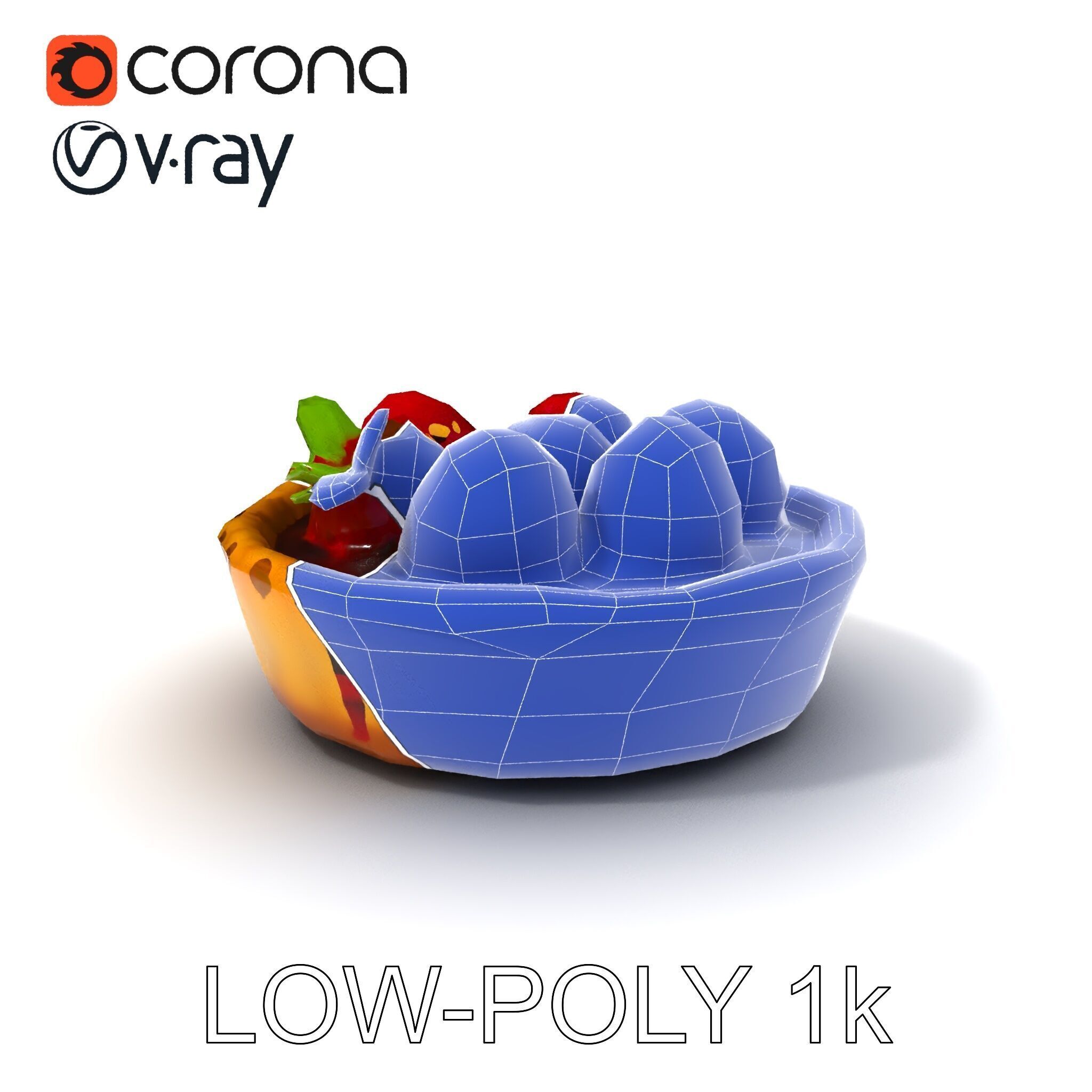 Raspberry Tart Dessert model pack Low-poly 3D model_18