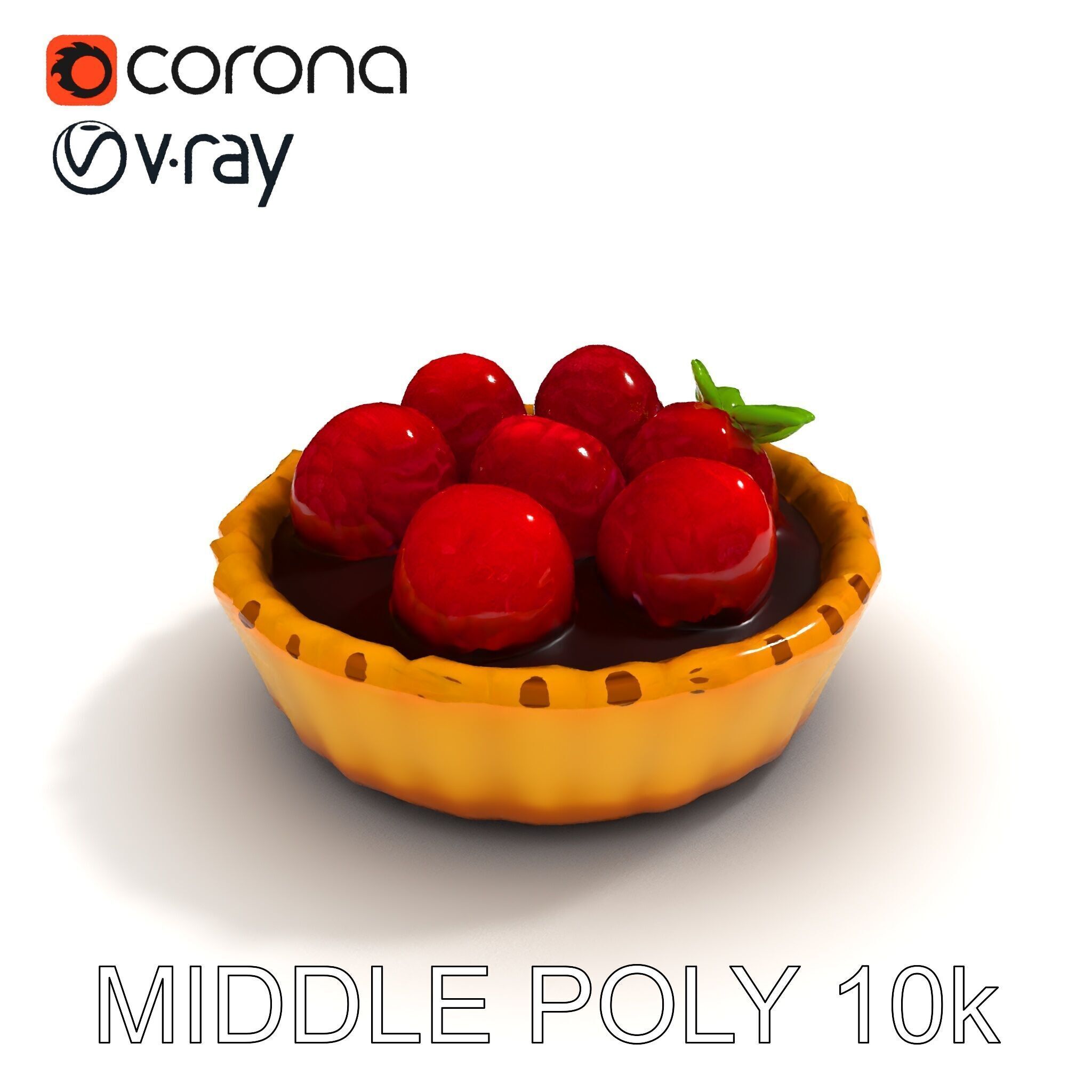 Raspberry Tart Dessert model pack Low-poly 3D model_8