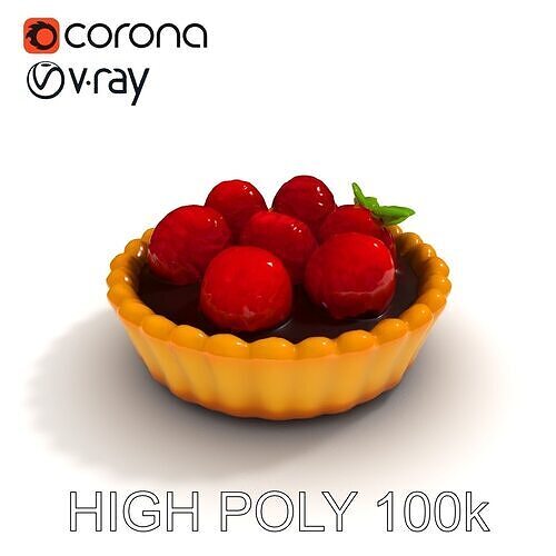 Raspberry Tart Dessert model pack Low-poly 3D model 7