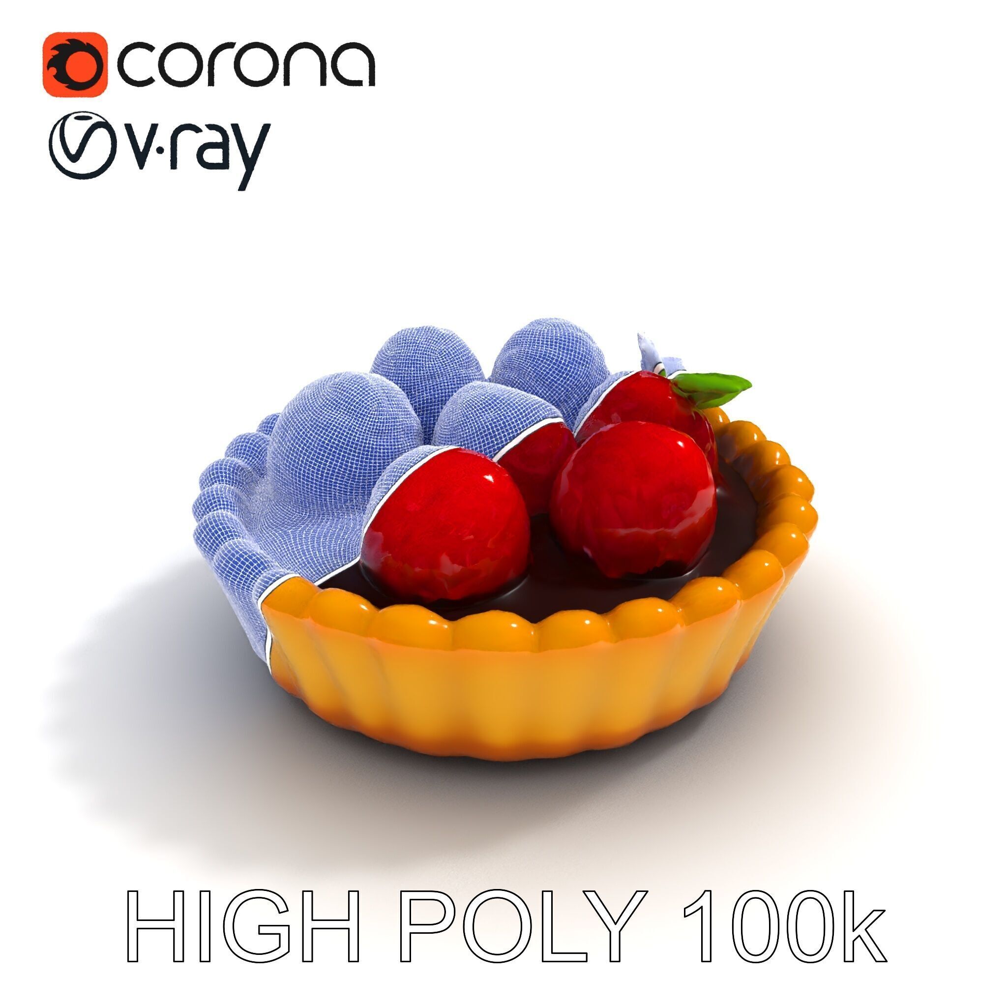 Raspberry Tart Dessert model pack Low-poly 3D model_26
