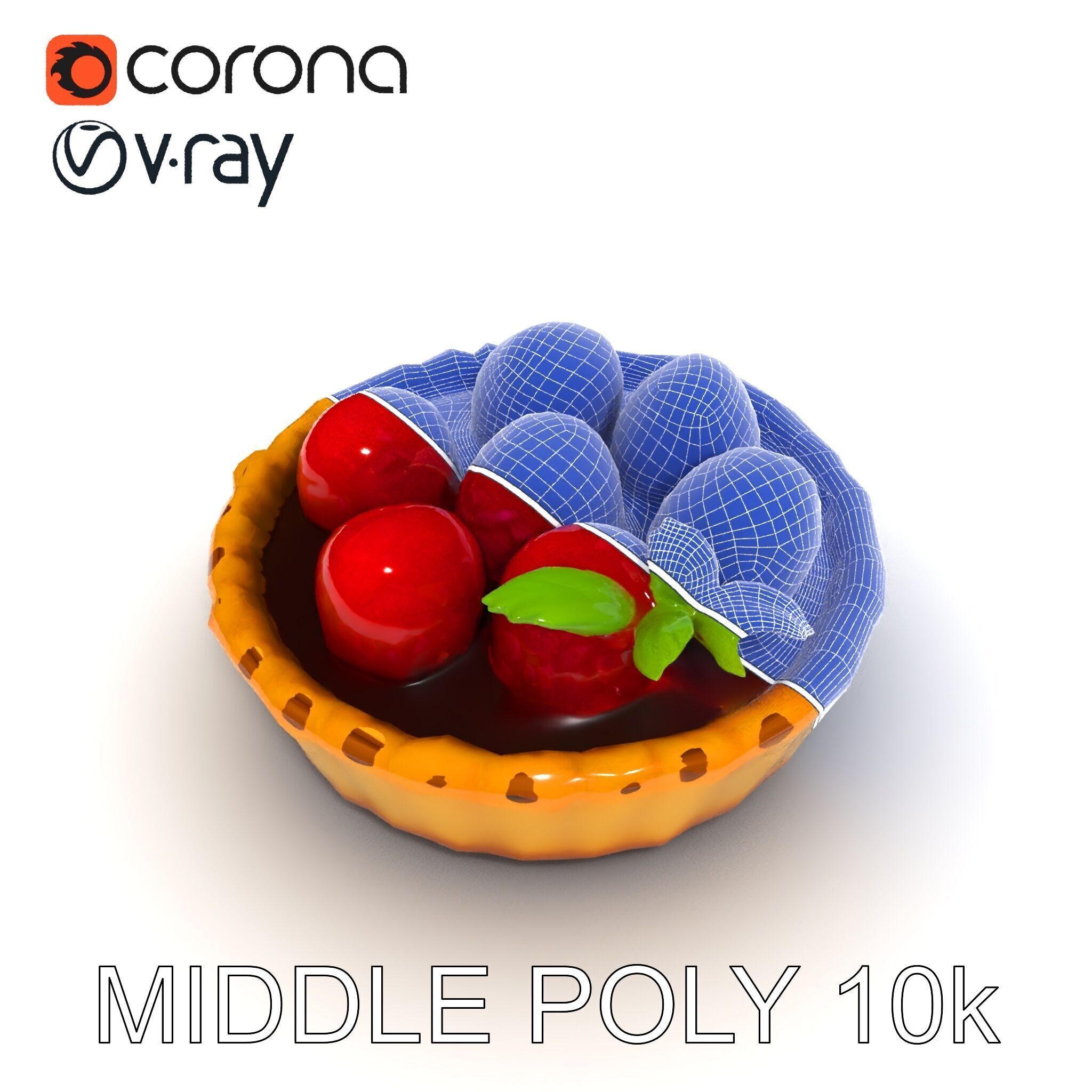 Raspberry Tart Dessert model pack Low-poly 3D model_24