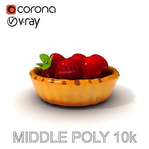 Raspberry Tart Dessert model pack Low-poly 3D model 5