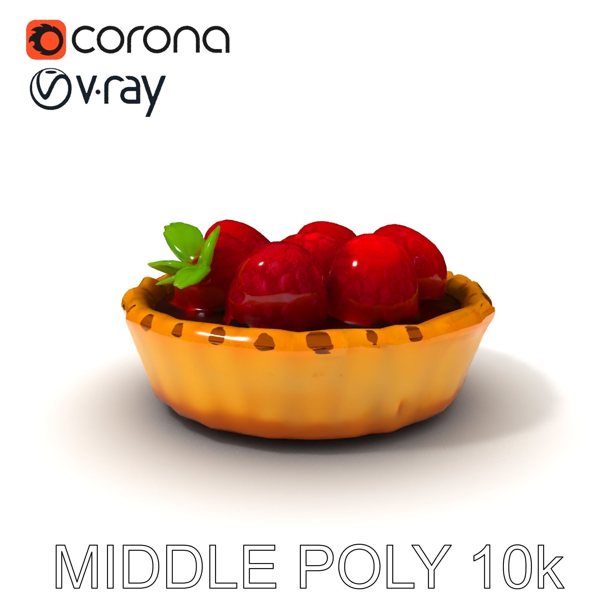Raspberry Tart Dessert model pack Low-poly 3D model_5