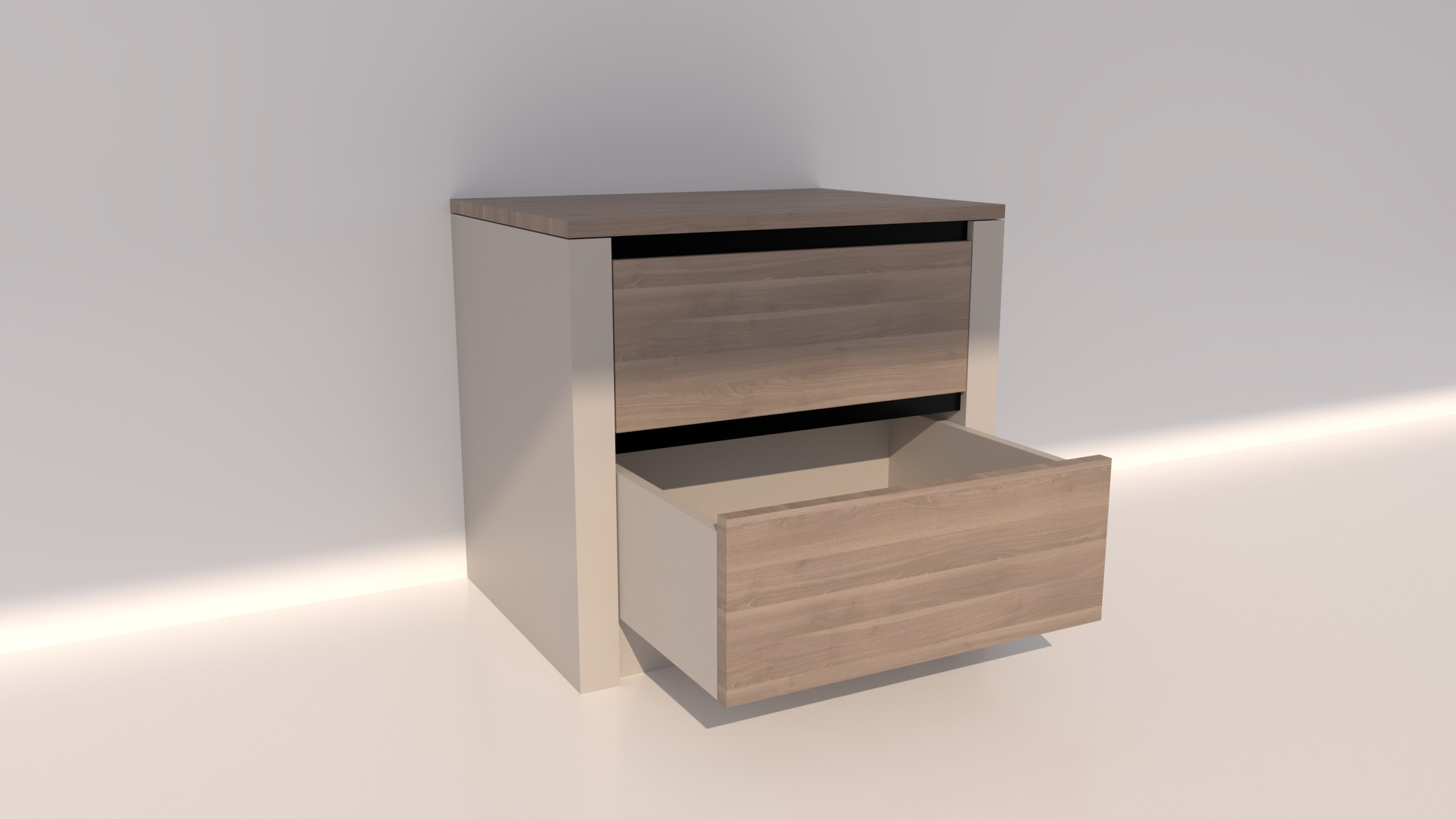 Serena Line Elegance Nightstand - Shiny Low-poly 3D model_1