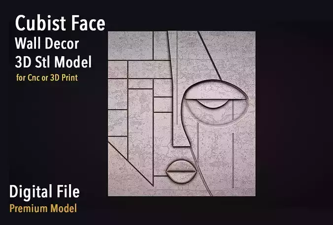 Cubist Face Art Wall Decor for Cnc Carving 3D print model