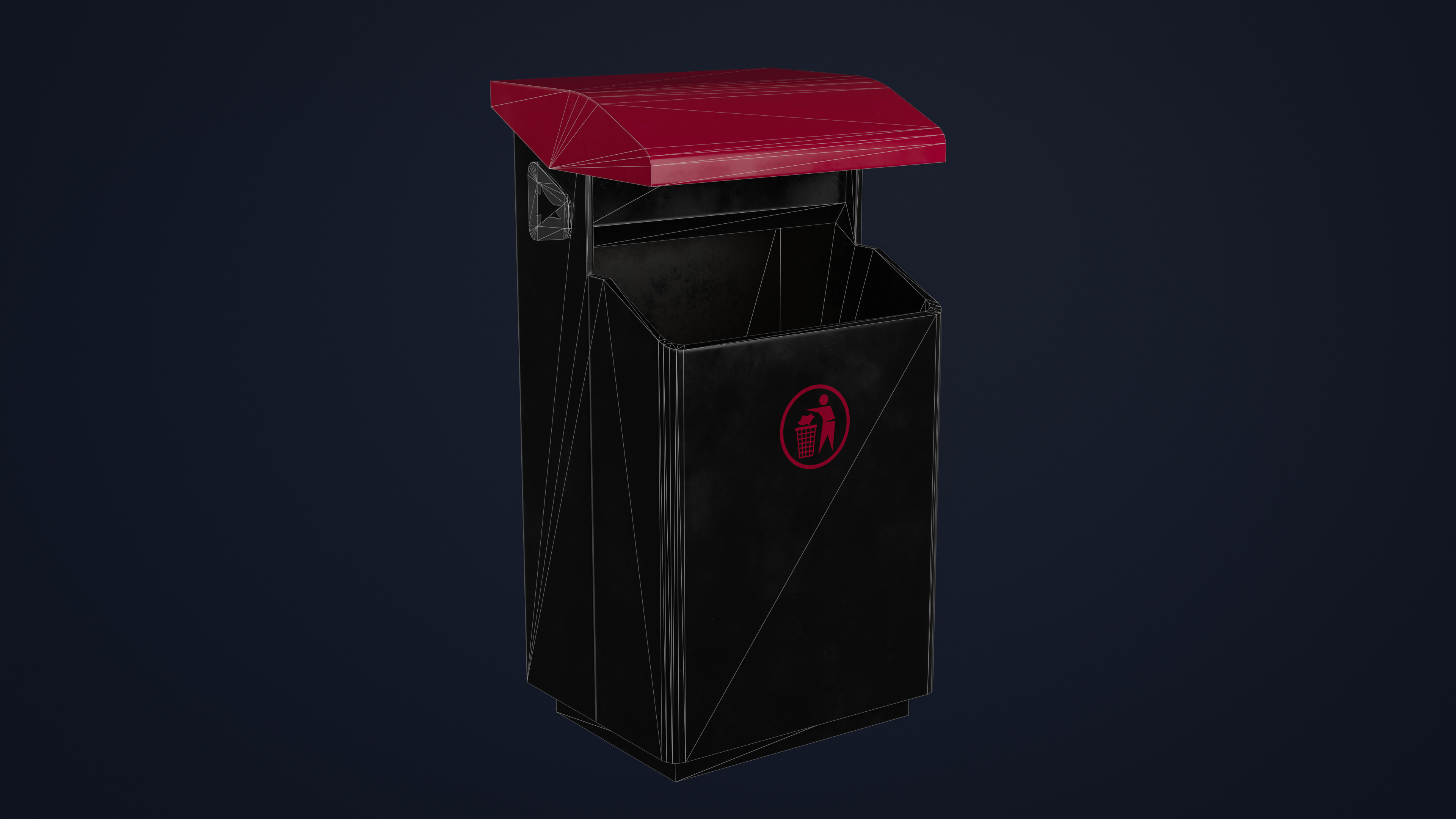 Modern trash can Low-poly 3D model_2
