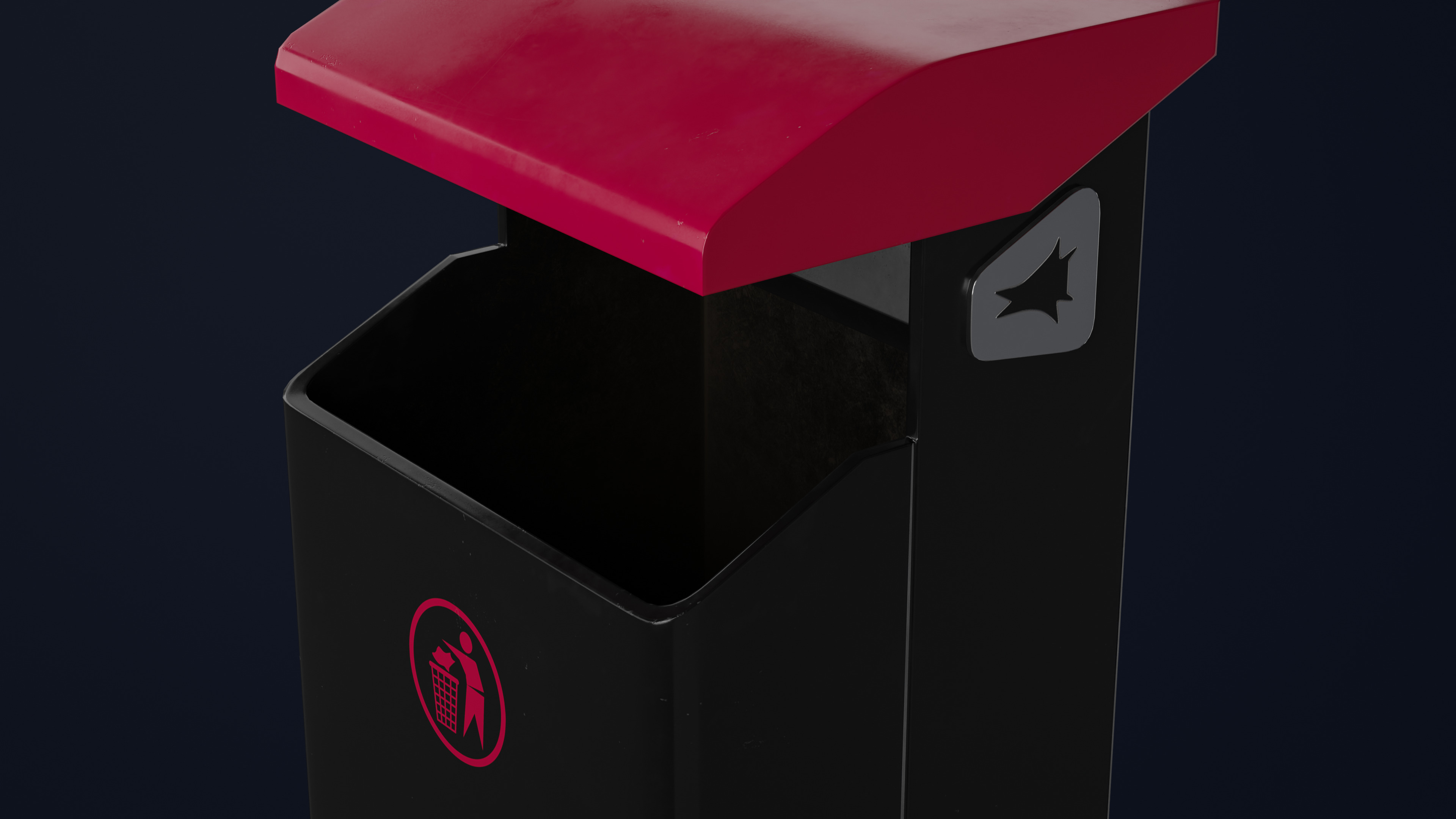 Modern trash can Low-poly 3D model_4