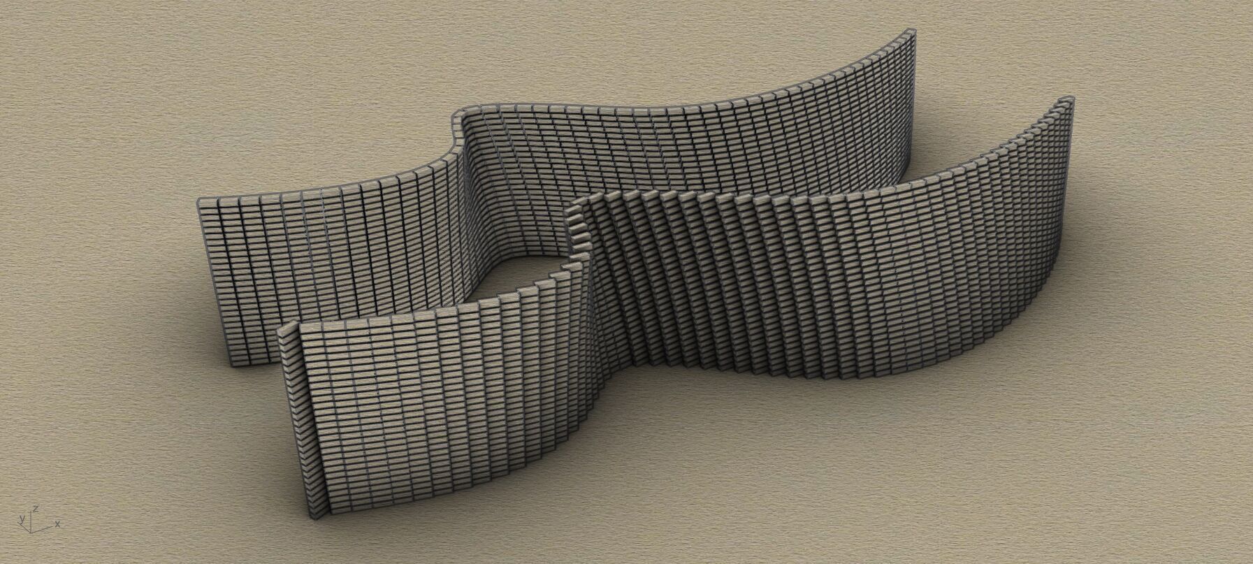 Parametric Brick Wall Design Grasshopper Rhino Files Download 3D model_2