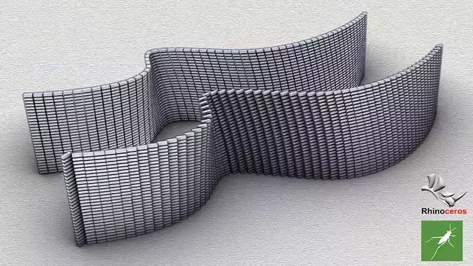 Parametric Brick Wall Design Grasshopper Rhino Files Download 3D model