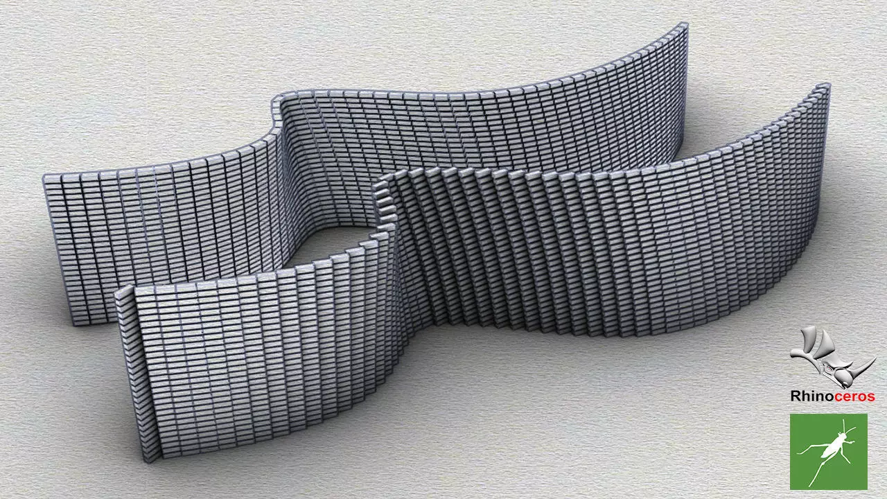 Parametric Brick Wall Design Grasshopper Rhino Files Download 3D model_0