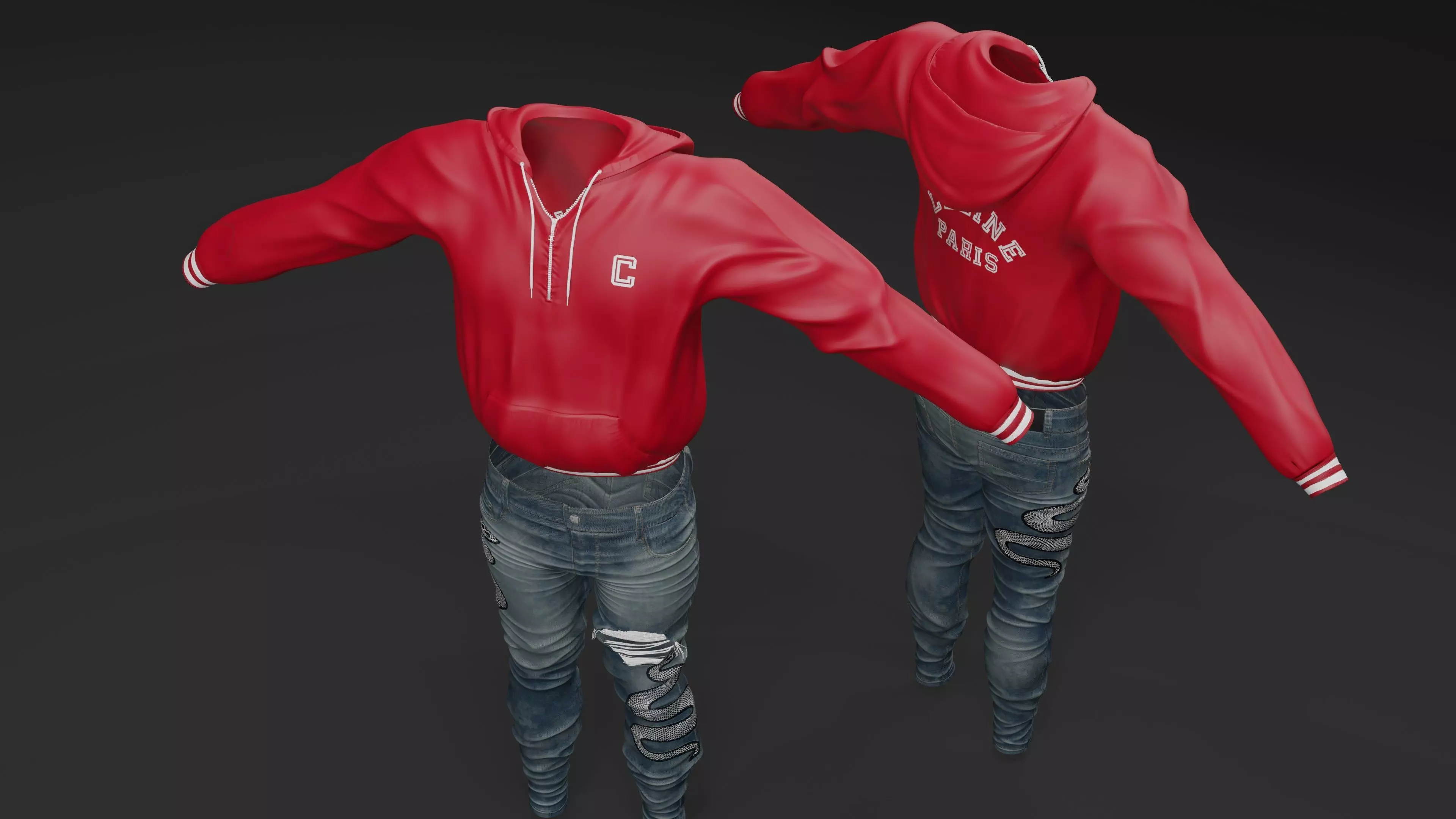 Jacket and Jean Set Low-poly 3D model_0