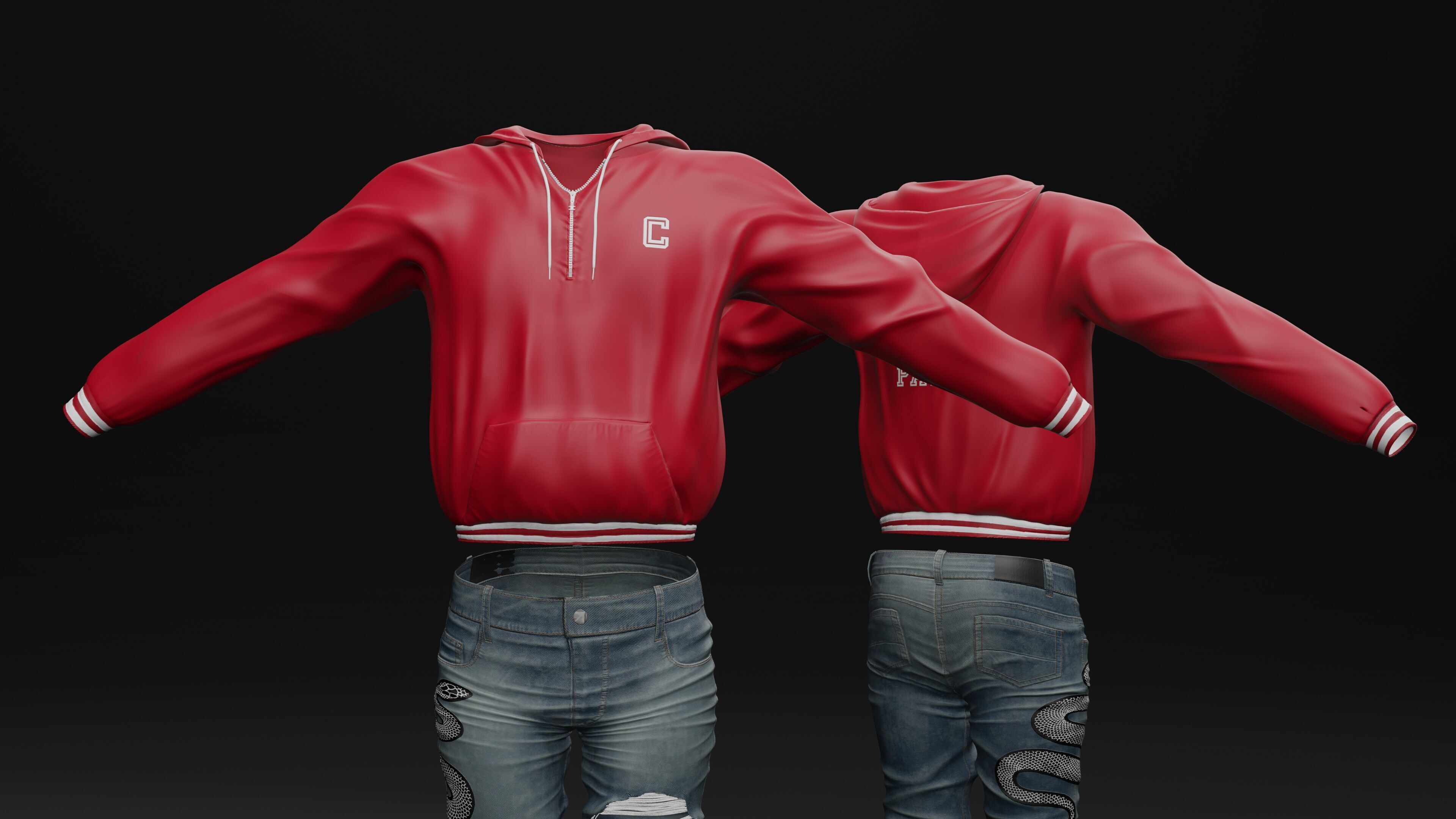 Jacket and Jean Set Low-poly 3D model_1