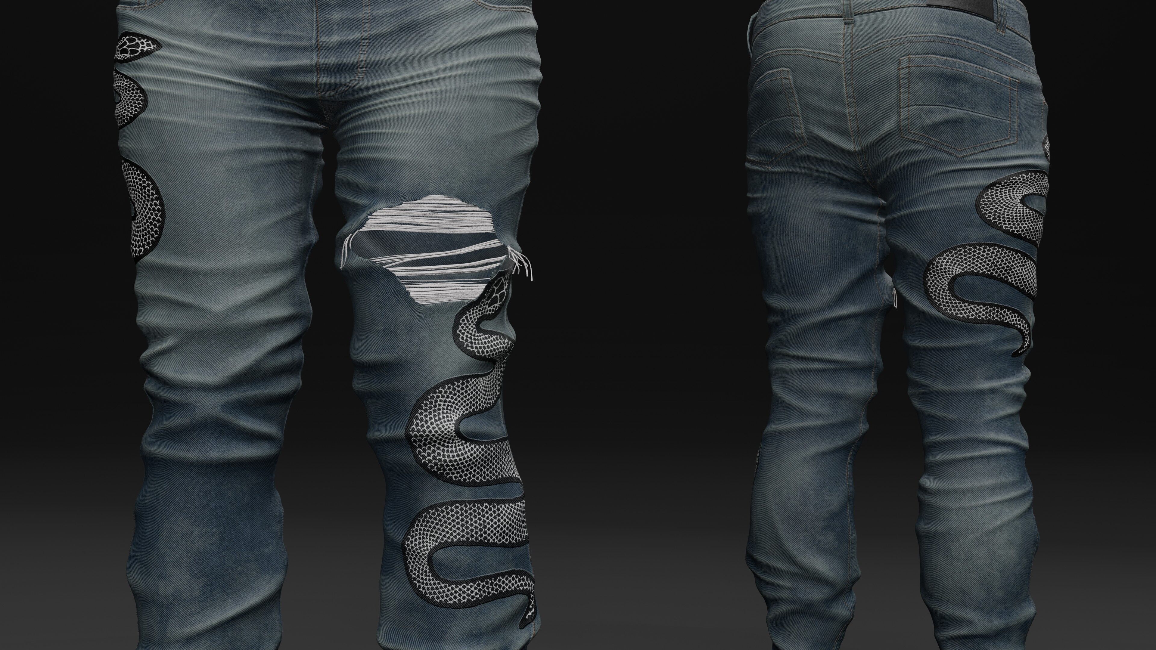 Jacket and Jean Set Low-poly 3D model_2