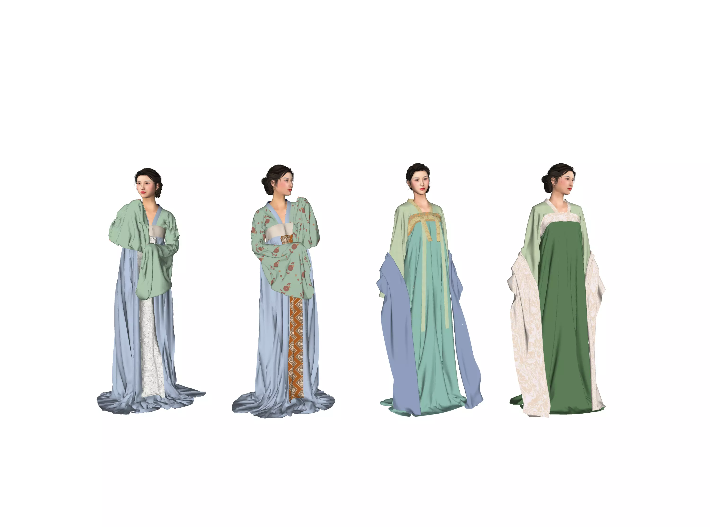3D Ancient Hanfu women 3D model