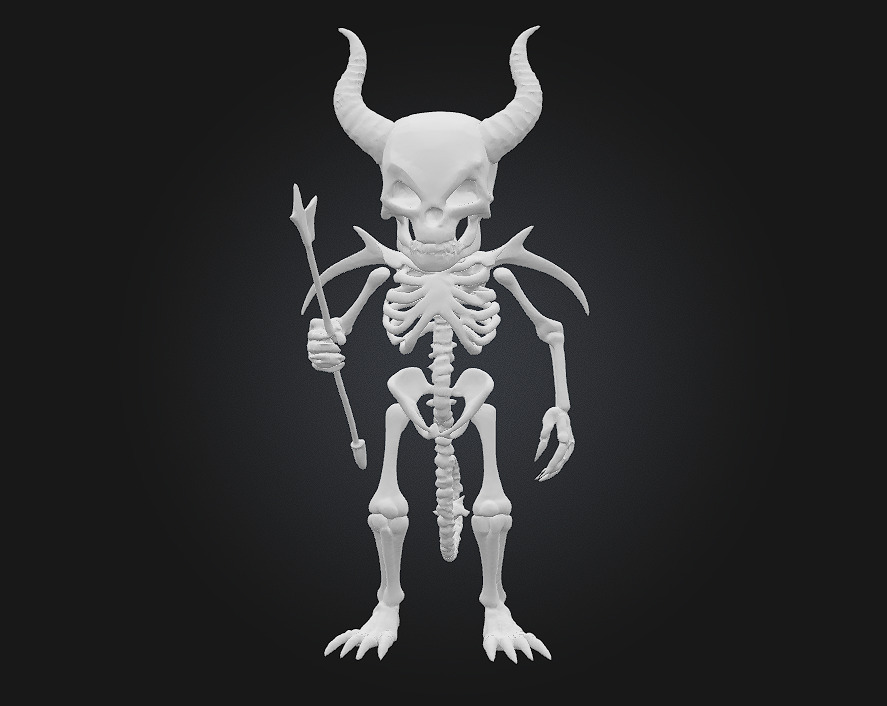 Chibi Demon Skeleton Archer 3D print model_4