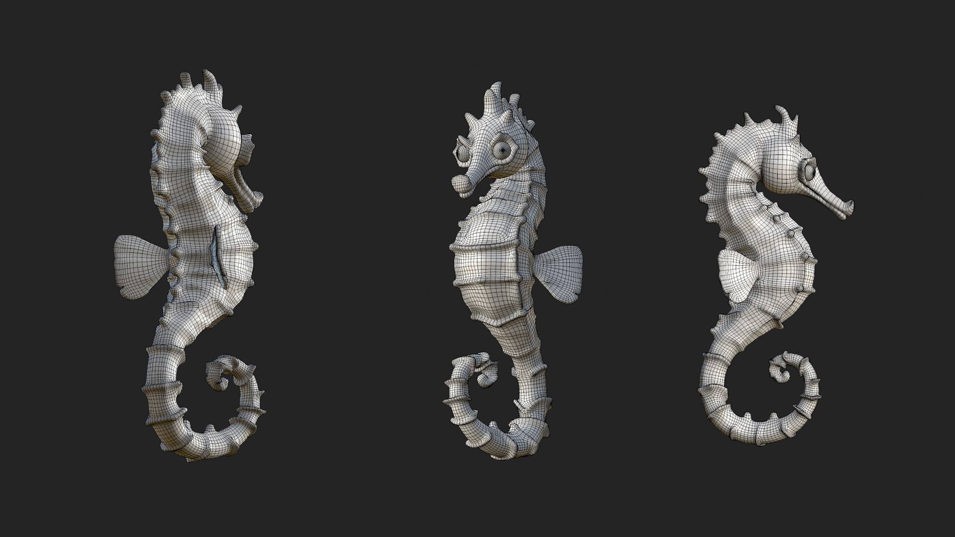 Seahorse Low-poly 3D model_24